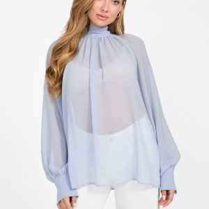 Eco Audrine Bow Blouse - Blue