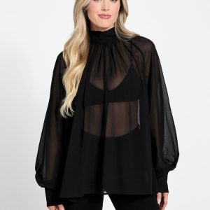 Eco Audrine Bow Blouse - Black
