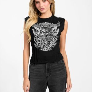 Eco Rocker Rose Corset Tee - Black