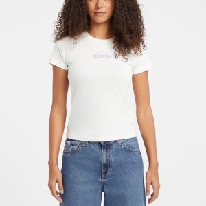 Slim Heathered Stamp Logo Tee - White