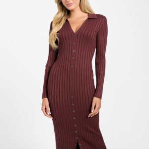 Eco Miranda Ribbed Sweater Dress - Red