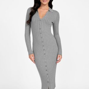 Eco Miranda Ribbed Sweater Dress - Grey