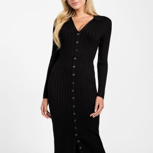 Eco Miranda Ribbed Sweater Dress - Black