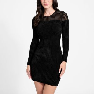 Rowena Chenille Dress - Black