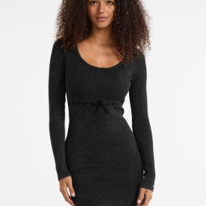 GUESS Originals Eco Vintage Tie Mini Sweater Dress - Black