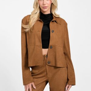 Aria Faux-Suede Jacket - Brown
