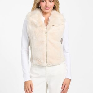 Amari Faux-Fur Zip Vest - White