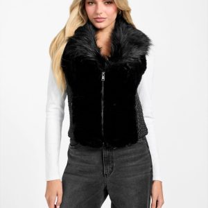 Amari Faux-Fur Zip Vest - Black