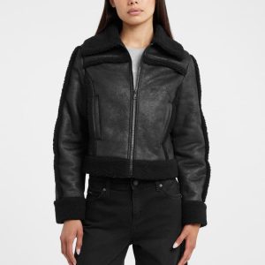 Faux-Shearling Jacket - Black