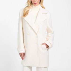 Eco Leona Wool-Blend Peacoat - White