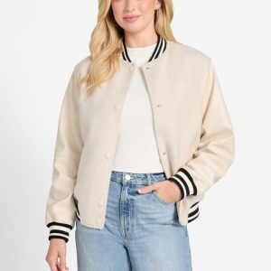 Eco Danielle Boucle Varsity Jacket - Beige
