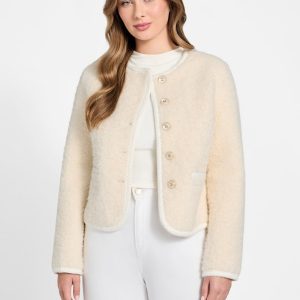 Ivana Faux-Fur Buttoned Jacket - White