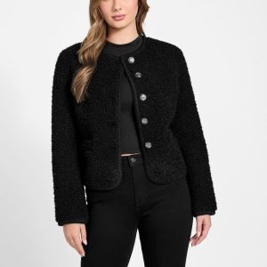 Ivana Faux-Fur Buttoned Jacket - Black
