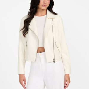 Miko Faux-Leather Moto Jacket - White