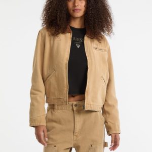 GUESS Originals Cropped Workwear Jacket - Beige