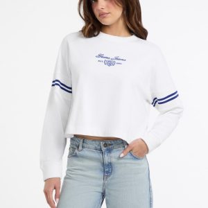 Ribbed Crewneck Sweatshirt - White