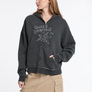 GUESS Originals Star Rhinestone Hoodie - Black