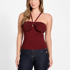 Sofie Ribbed Mirage Top - Red