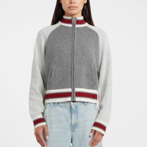 Intarsia Wool-Blend Cardigan - Grey