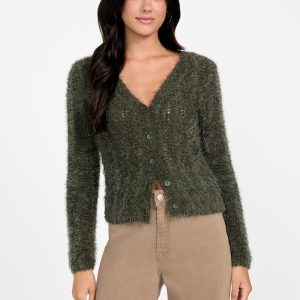 Eco Bea Open-Stitch Cardigan - Green