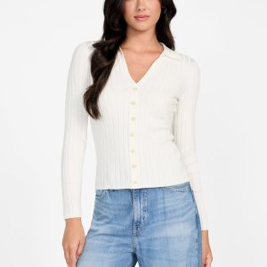 Eco Ribbed Miranda Sweater Top - Off-white