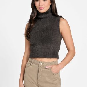 Mei Turtleneck Sweater Tank - Black