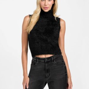 Mei Turtleneck Sweater Tank - Black