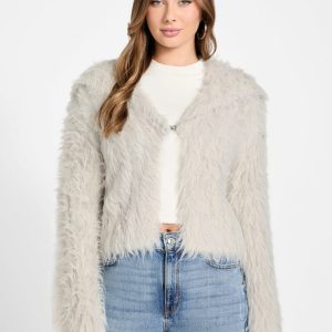 Lara Faux-Fur Cardigan - Grey