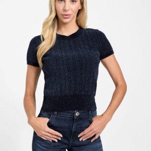 Eco Marcie Chenille Sweater Top - Blue