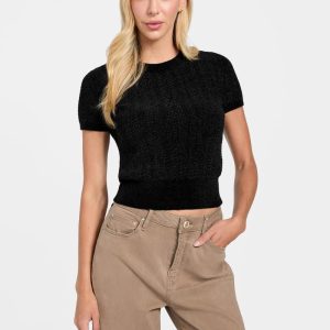 Eco Marcie Chenille Sweater Top - Black