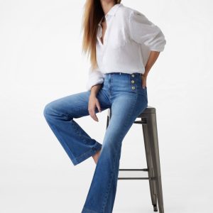 Eco Faye Sailor Flared Jeans - Blue