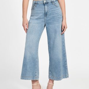 Eco Bellflower Cropped Wide Leg Jeans - Blue