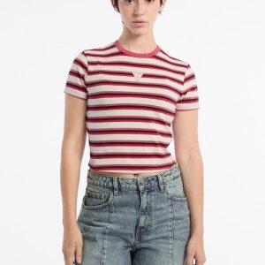 Eco GUESS Originals Core Striped Baby Tee - Red