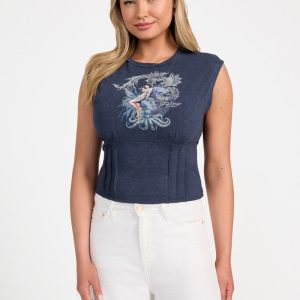 Eco Nautical or Nice Corset Tee - Blue