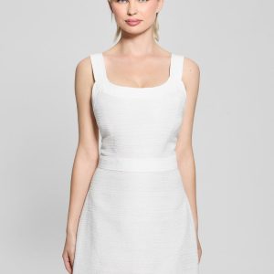Elsie Tweed and Denim Dress - Off-white