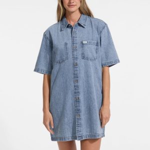 Oversized Denim Dress - Blue