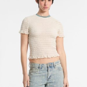 GUESS Originals Smocked Mesh Tee - White