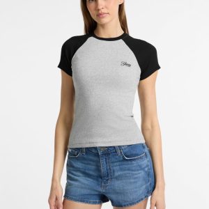 Raglan Crewneck Top - Gray
