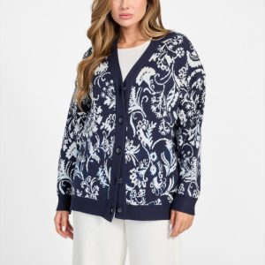 Eco Melinda Jacquard Cardigan - Blue