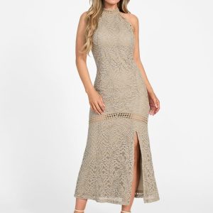 Liza Lace Maxi Dress - Beige