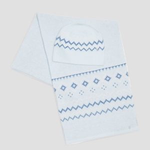 Jacquard Beanie & Scarf Set - Blue