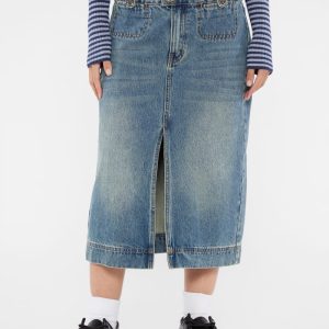 GUESS Originals Denim Midi Skirt - Blue