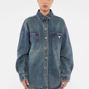 GUESS Originals Carpenter Oversized Denim Shirt - Blue