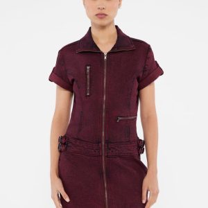 GUESS Originals Utility Denim Zip Dress - Red