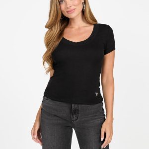 Eco Tina V-Neck Top - Black