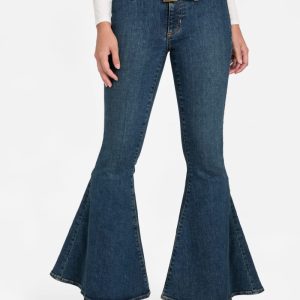Eco Franki Belted Flare Jeans - Blue