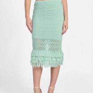 Eco Luca Fringe Hem Skirt - Green