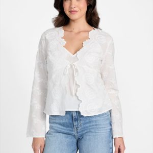 Aida Embroidered Top - White