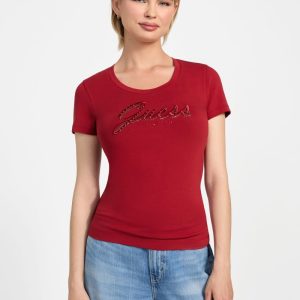 Eco Embroidered Script Logo Tee - Red