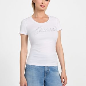 Eco Embroidered Script Logo Tee - White